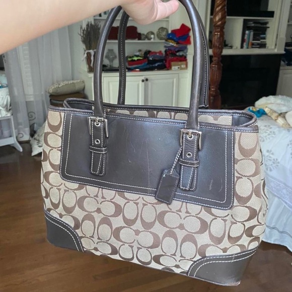 vintage y2k/early 2000s brown Coach logo handbag - Picture 3 of 4